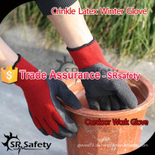 SRSAFETY 7 Gauge Acryl Windel strickte Crinkle Latex Handschuhe / billig Winter Strickhandschuhe